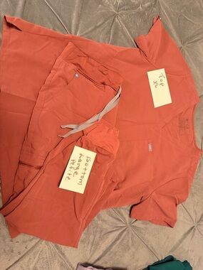 Figs Women's Scrub Set in mauve Red - V-Neck Top & Drawstring Joggers